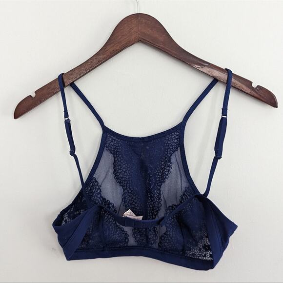 Victoria's Secret Navy Lace Bralette Small Sexy Semi Sheer - Picture 7 of 7